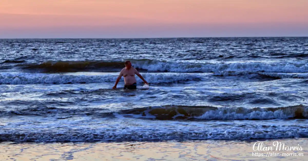 Alan Morris swimming in the Atlantic.